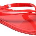 Women Flip Flops Jelly Shoes Thong Sandals Flat Slides Clear Jellies Pool Slippers Bathroom Summer Beach Size 8 Ladies Non Slip Dress Comfortable Quick Drying Soft (Red)