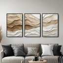 Wall Decor for Living Room Large Wall Art, 3 Piece Wall Art Crystal Porcelain Abstract Wall Art Framed, Modern Wall Decor Artwork for Hallway Bedroom Office Dining Room 20x30 In