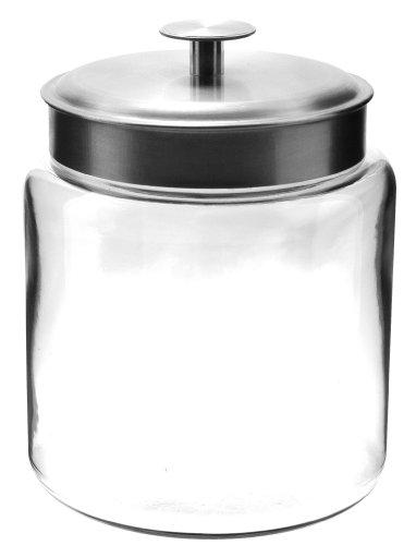 Anchor Hocking Montana Glass Jars with Fresh Sealed Lids, Brushed Metal, 96 oz, 64 oz, 32 oz (Set of 3)