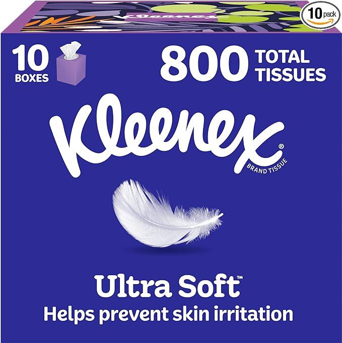 Kleenex Ultra Soft Facial Tissues, 10 Cube Boxes, 80 Tissues per Box
