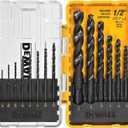 DEWALT Drill Bit Set, 3-Flats Shank,14-Piece, 135 Degree Split Point, for Plastic, Wood and Metal (DWA1184)