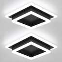 EIDISUNY Modern LED Ceiling Light, Hallway Flush Mount Ceiling Light, 32W, 6000K, Black Square Hallway Lighting Fixtures for Living Room Kitchen Bedroom (Black) 2 Pack