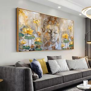 Orvannaatr Wall Art Buddha lotus Zen Art Modern Artwork Canvas Painting for Living Room Bedroom Dining Room Home Office Decor Large Framed Ready to Hang 20"x40" (awork)