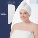 Towel Wrap for Women Plus Size (XL-2XL) with Hair Towel Wrap, Microfiber Bath Wrap Soft & Comfortable Absorb Water Body Wrap Oversized Button Design, White