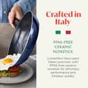 Deco 11” Nonstick Frying Pan Skillet, Made in Italy, Diamond Ceramic PFAS-Free, Dishwasher & Metal Utensil Safe, Durable Gloss Enamel Finish, Stay-Cool Handle, High Walls-Extra Room, Blue