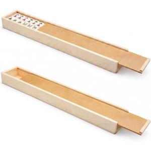 Novabright 2 Pcs Wooden American Mahjong Tile Case Only Pull out Mahjong Tile Storage Box 19.7 x 3.3 x 1.8 Inch for 168 Standard Tiles 1.2'' Empty Protective Mah Jong Gift for Mahjongg Game Enthusiast