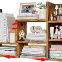 NUTIKAS Desk Shelves Desktop Organizer Shlef  Rustic Office Organization for Top of Desk Organizers and Accessories Corner Bookshelf Table Top Shelving Small Hutch Decorations for Office