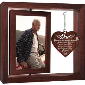 Vetbuosa Memorial Gifts for Loss of Father,Rotating Wooden Picture Frame, Sympathy Gift Keepsake, Healing Grief Gift for Loss of Dad, Remembrance for Funerals, Memorial Ceremonies, Fits 4x6 In Photo