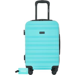 kensie 22" Peonies Hardside Carry-On Luggage with ID Tag, Pool Blue