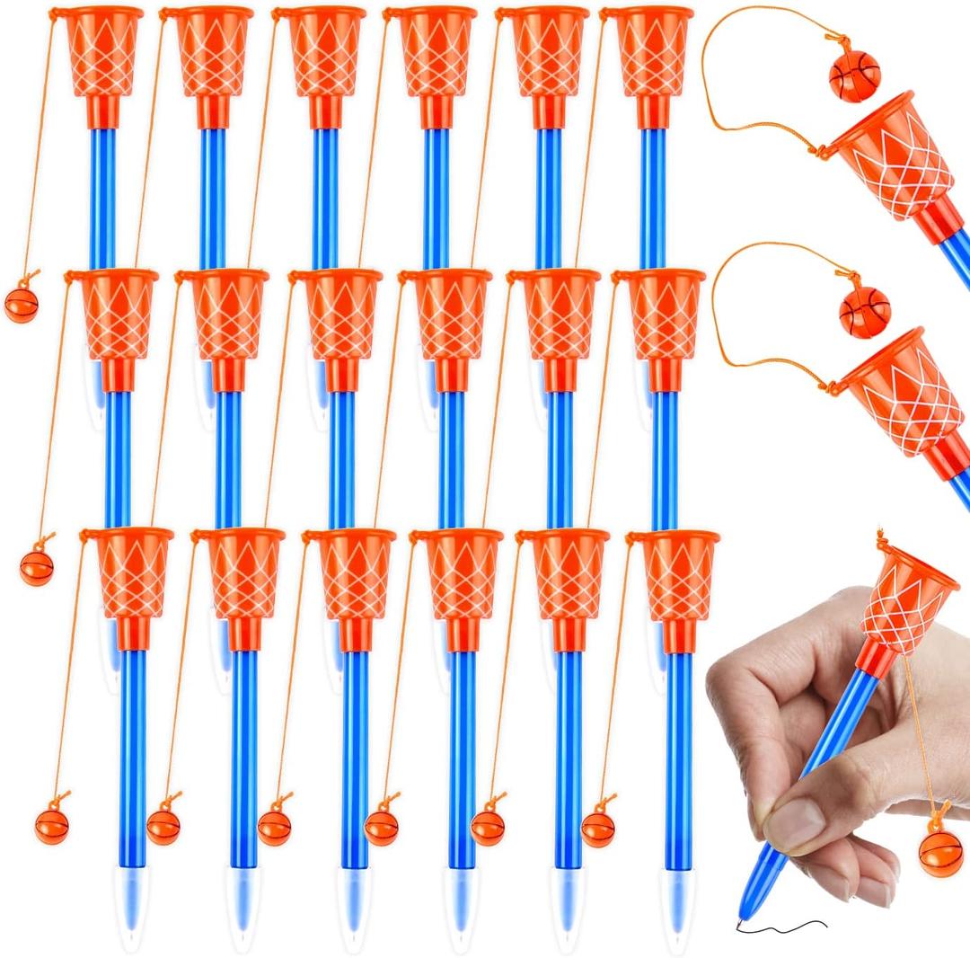 WXJ13 18 Pieces Basketball Hoop Pens Bulk, Sport Funny Pen Basketball Novelty Pens Sports Themed Pen for Birthday Party Supplies School Party Favors, 0.7 mm