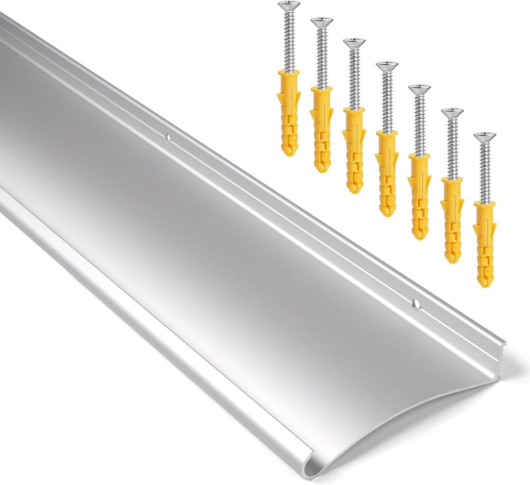4.3" W 52" L Extra-Wide Heavy-Duty Door Rain Drip Guard Cap, Aluminum Rain Deflector for Windows Doors Guard, Stops Rain Moisture Damage for Home, Storefront, RV (52" L, Silver, Rolled Egde)