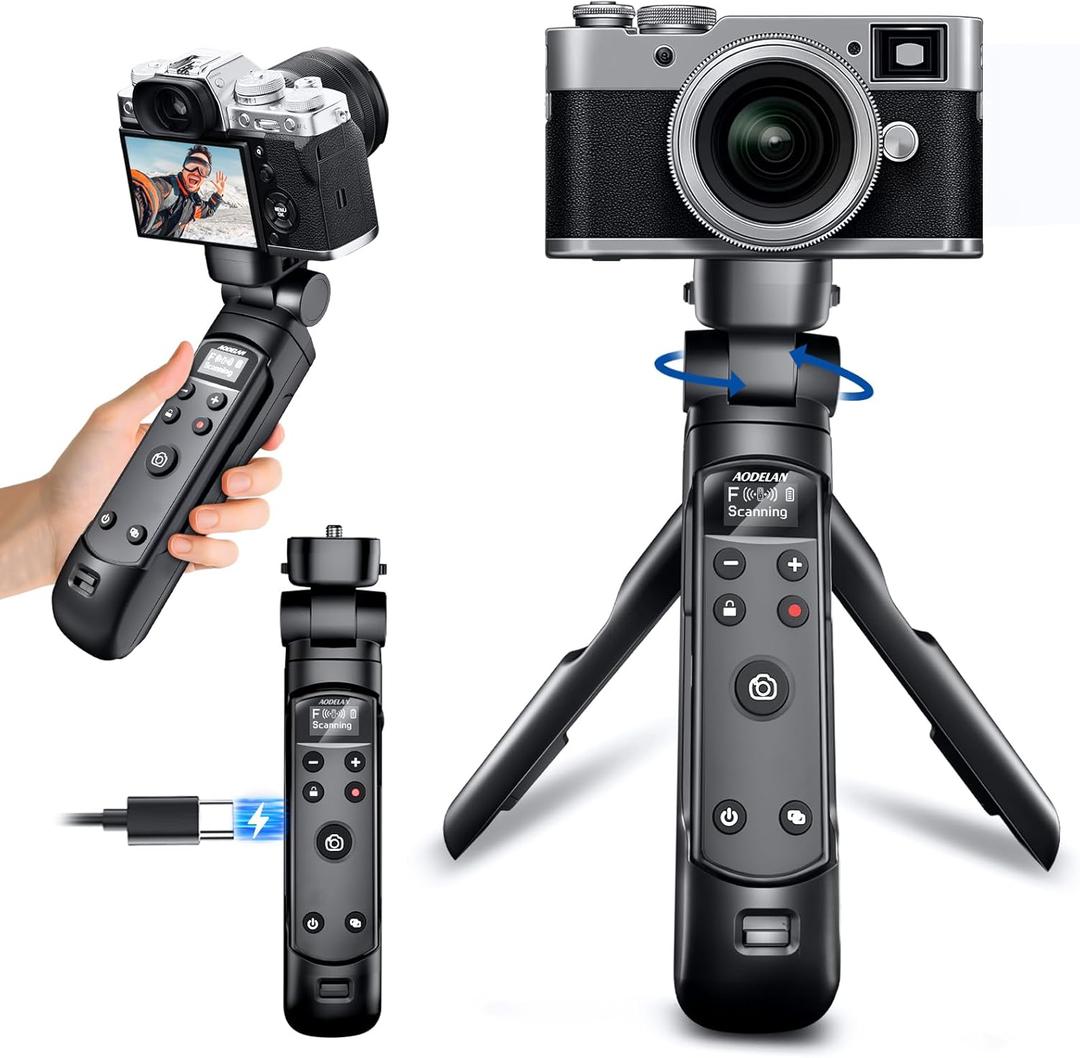 Wireless Rechargeable Camera Remote Shooting Grip Tripod with OLED Screen Compatible with Fujifilm - Video, Zoom & Focus Control,Handheld Vlog Shooting for X100VI, X-T5, X-T50, X-S20, X-H2S, X-E5