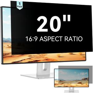 Mamol 20 Inch Computer Privacy Screen Filter for 16:9 Widescreen Monitor, Anti Glare & Blue Light Filter, Removable Computer Monitor Privacy Shield, Anti-Scratch Screen Protector Film 20 in