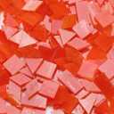 Lanyani 200 Pieces Glass Mosaic Tiles, 4-Shapes Mixed Stained Glass Pieces Tile for Crafts,Watermelon Red