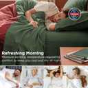 Bedsure King Size Bed Sheets - Cotton Linen Sheet Set, PureWoven Soft, Breathable & Anti-Pilling, Deep Pocket King Fitted Bedsheets Up to 16 Inches, 4 Pieces, Olive Green