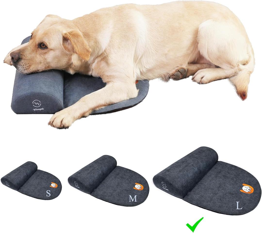 Dog Bolster Pillow for Large Dogs, Benefit for Cervical Vertebra and Neck, Easy to Carry When Traveling, with High Resilience Foam, Machine Washable CoverEasy to Clean (Dark Gray, Large) (18.5"L x 16.5"W x 3.2"Th)