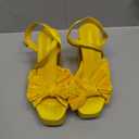 KHPAERMEI Bow Knot Platform Heels for Women Fashion Open Toe Chunky Heeled Sandals Ankle Strap Wedding Party Dress High Heels (7, Yellow)