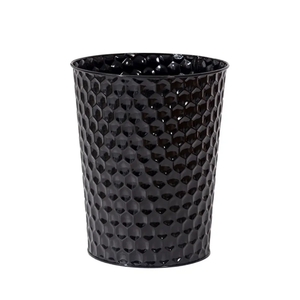 Small Metal Trash Can Wastebasket, Decorative Honeycomb Garbage Can Waste Basket, Modern Farmhouse Round Trash Bin for Bathroom, Bedroom, Kitchen and Office (Black)