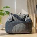 MAXYOYO Bean Bag Chair, Floor Sofa with Handle, Bean Bag Chairs for Adults and Kids, Teens Living Room Bean Bag, Accent Sofa Chair with Pocket for Gaming Reading Relaxing (Dark Grey)