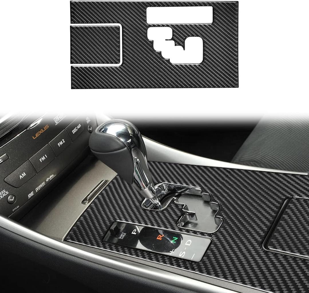 Center Console Water Cup Holder with Seat Heating Frame Cover Trim Compatible with Lexus IS250 2006 2007 2008 2009 2010 2011 2012 Carbon Fiber Interior Accessories Black (2Pcs)