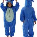 Unisex Children Animal Onesie Pajamas,Kids Flannel Halloween Cosplay Costume/Homewear/Sleepwear (Blue)