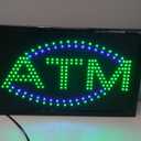 Boshen LED ATM Sign for Business LED Display Sign Display Animated Motion Advertisement Board with Switch Flashing & Steady Mode for Shops Wall Window Stores Bank 21" Lx 13"W(Square "ATM")