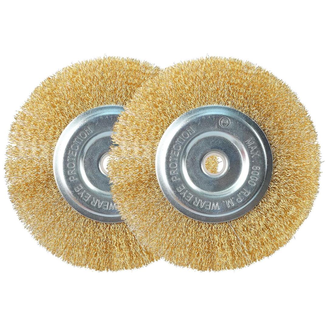 2Pcs 6" Fine Wire Wheel for Bench Grinder, with 1/2"-5/8" Arbor