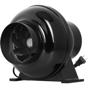 iPower 4 Inch 195 CFM Inline Duct Grow Tent Air Vent Exhaust Booster Blower for Hydroponic Ventilation Circulation, Attic, HVAC, Basements or Kitchens, Low Noise, 4'' Fan Quiet, New, Black