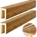 CroBlissful 2 Pack 3.5" W x 5.5" H x 48" L Faux Wood Ceiling Beams, Polyurethane U-Beams, Lightweight Rustic Wood Grain Beam Covers for Living Room Kitchen Entryway(Natural White Oak, MENA)