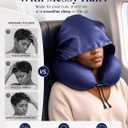 Satin Neck Pillow with Hood Pixie Pillow for Short Hair Sleep Travel | Airplane,Memory Foam,Supportive Neck,Hair Protecting,Hooded Travel Comfort,Long Flight Essential,Lightweight,Grey