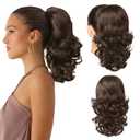 Flufymooz Ponytail Extension, 14 Inch Short Drawstring Ponytail Hair Extension for Women, Soft Synthetic Pony Tails Hairpiece for Women (Medium Chocolate Brown)