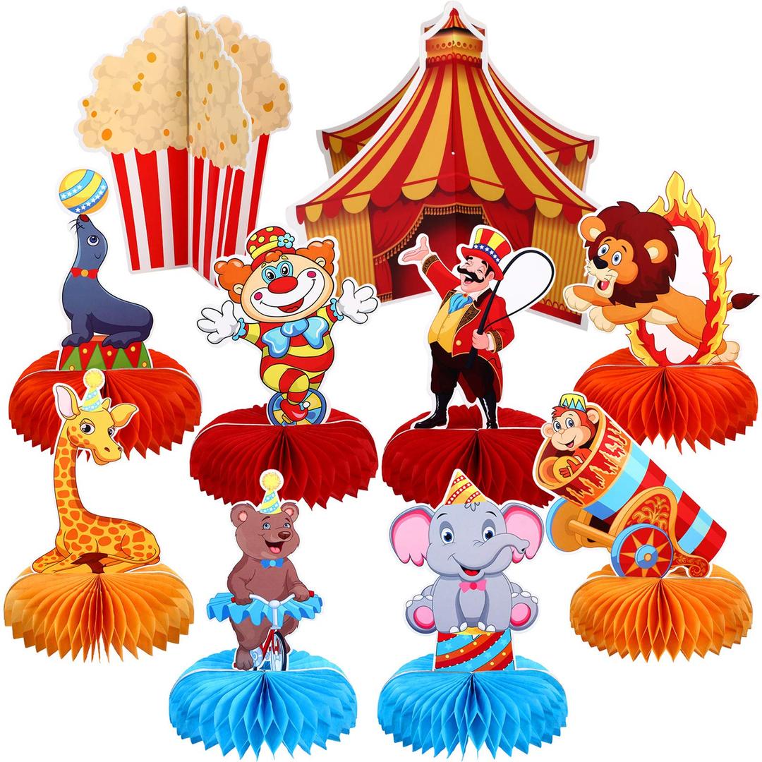 10 Pieces Carnival Party Decorations Circus Theme Party Decorations Carnival Centerpieces for Tables Cake Toppers Favors Supplies