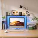 WelFurGeer LED Desk Shelf Organizer with RGB Light Strip, 2-Tier Desktop Shelf for Computer Monitor, Sturdy Metal Frame & Wood Shelves - Desk Hutch Bookshelf for Home Office, Dorm, Gaming (Black)