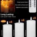 12 Pcs White Flameless Candles Flat Top LED Candles with Remote Timer, Pillar Flameless Candle Bulk Flickering Battery Operated Candle for Wedding Festival Outdoor Home Decor D 3'' x H 4'' 5'' 6''