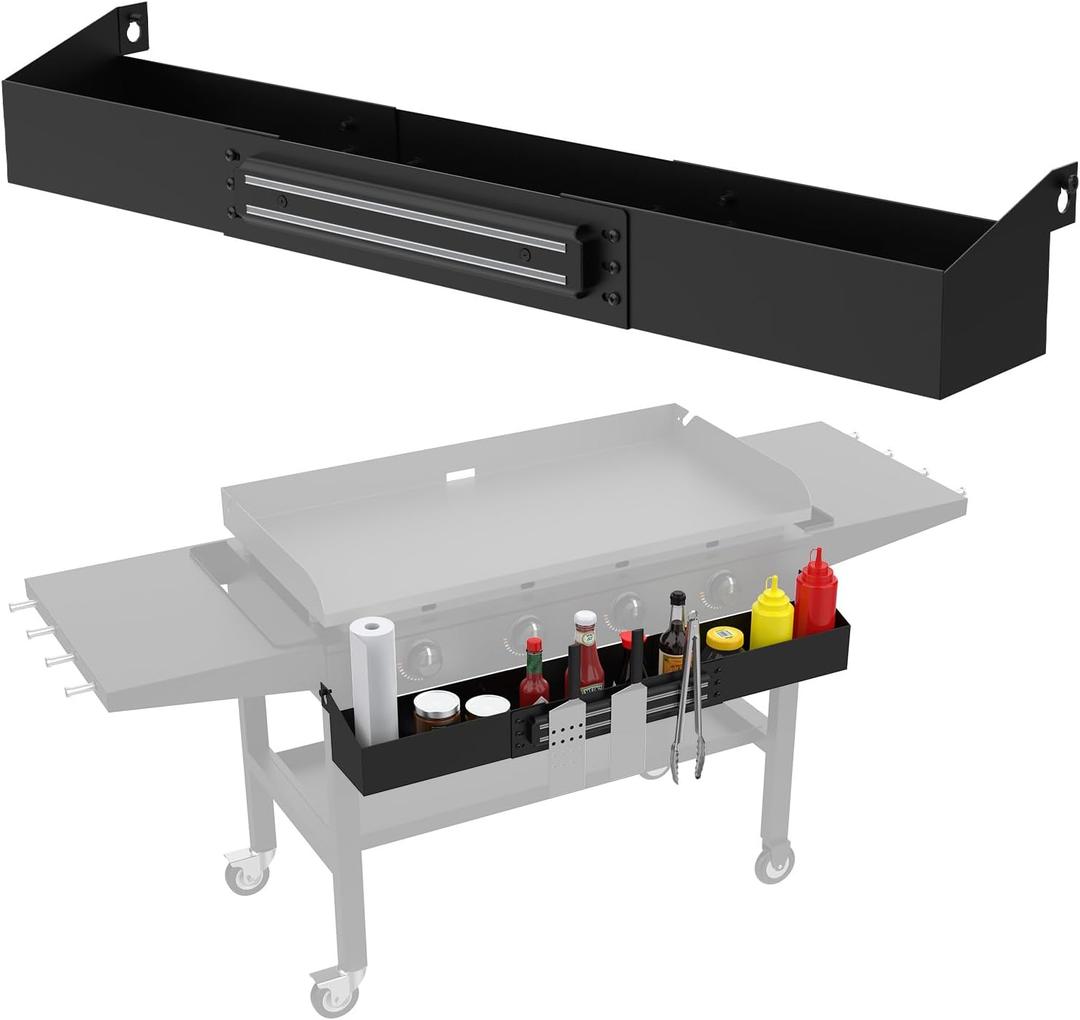 Griddle Front Accessory Shelf for Blackstone 36", Storage Box with Tool Holder for Blackstone Griddle Accessories 36 Inch, Front Shelf Caddy for Black stone Tools Caddy