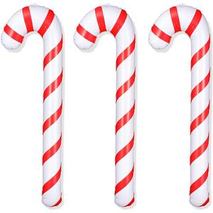 2 x 3 Pcs Christmas Candy Cane Balloons Large PVC Inflatable Candy Canes Balloons for Christmas Indoor Outdoor Party Decorations Supplies