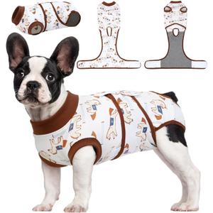 Kuoser Dog Recovery Suit for Post-Surgery Care, Spay Neuter Bodysuit for Female & Male Dogs, Anti-Licking Surgical Onesie, Snug Fit for Abdominal Wound Protection & Skin Healing, BrownPony M (Medium (Back:13.4-16.1'', Weight:14-25 LB))