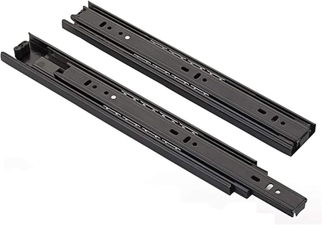 Drawer Slides, 10 Inch Full Extension 3 Section Ball Bearing Side Mounted Drawer Slider for Cabinet Kitchen Furniture ，2 Pack Black