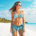 4 Pcs Halloween Mermaid Costume for Women Mermaid Outfit Crochet Skirt Cover up Accessories Set for Cosplay Party (Blue)