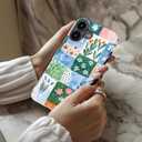 DEENAKIN for iPhone 16 Plus Case - Wireless Charging Compatible - Dual-Layer Hard Shell & Silicone Cover - Protective Phone Case with Trendy Cute Designs for Women - Watercolor Floral Patch