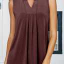 KISSMODA Tank Tops for Women Summer Sleeveless V Neck T Shirts Business Casual Outfits Flowy Tunic Oversized Clothes (Blue, L)