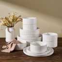 Line Porcelain Dinnerware Set, dish set for 6, White