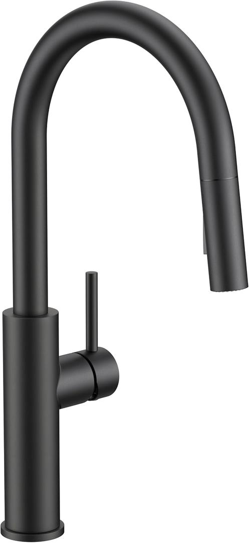FORIOUS Kitchen Faucet with Pull Down Sprayer, Classic Matte Black, Single Handle High Arc Stainless Steel Kitchen Sink Faucet, 1 or 3 Hole Deck Mount for RV, Bar, Farmhouse, Laundry, Outdoor