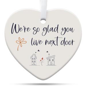 2 Neighbor Gifts Christmas Ornaments, Neighbor Christmas Ornaments 2024, Funny Friend BFF Bestie Neighbor Ornament Gift Ceramic Ornament