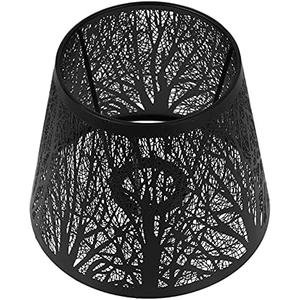 Lurrose Metal Forest LampShade Metal Lamp Shades E27 Modern Drum Lampshades Barrel Lamp Cover Tree Shadow Lampshade for Bedroom Table Floor Light, Black Decorative Lampshade Table Lamp Cover