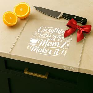 2 x Mom Birthday Gifts from Daughter Son - Engraved Acrylic Cutting Board with Counter Lip Clear Countertop Protector Cooking Gift for Mom Mother Birthday Christmas Presents Aesthetic Kitchen Decor