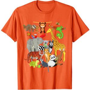 Zoo Animals Wildlife Birthday Party Zoo Day 26 Animals T-Shirt M