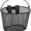 ANZOME Kids Bike Basket, Bicycle Basket for Boy and Girl, Waterproof Metal Wire Children's Bicycle Basket, Suitable for Most Children's Bicycles and Kids Tricycles (Black)