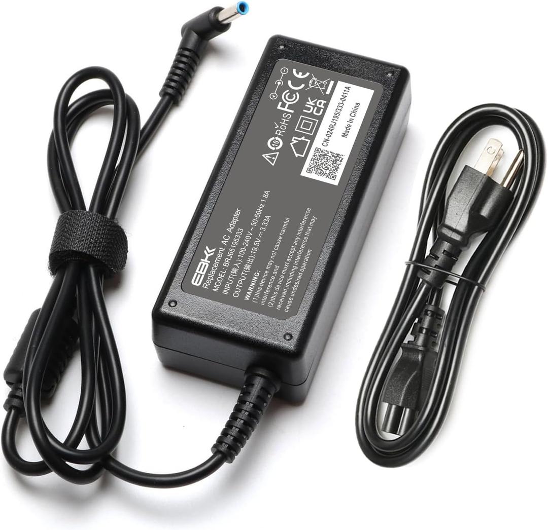 65W Laptop Charger Blue Tip Compatible with HP EliteBook Charger 840 850 845 830 820 G8/G7/G6/G5/G4/G3,ProBook 640 650 450 430 440 445 446 455 470 745 735 725 755 with Power Cord