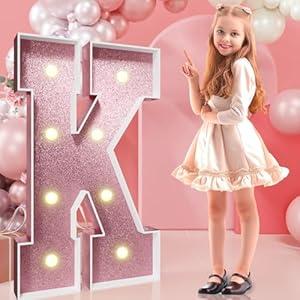 imprsv Marquee Letters Black 3FT: Black Party Decor - Light Up Letter K Large 3 Feet Tall - Party Decorations Letter for Birthday Wedding Proposal Events